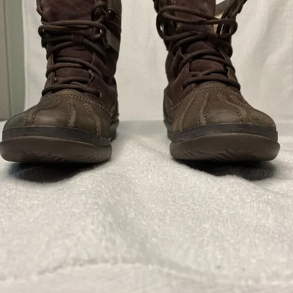 UGG Azaria Boots Women 6.5 Brown Suede Leather Waterproof Shearling Lined Casual - Picture 3 of 11